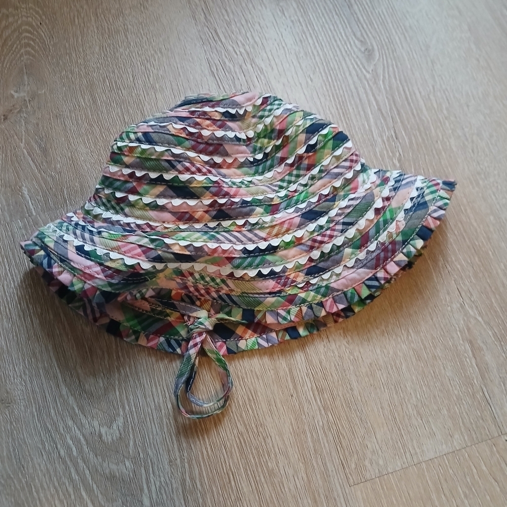 Kids Ralph Lauren Bucket Hat Bonnet with Chin Tie Patchwork Cottage Core Preppy